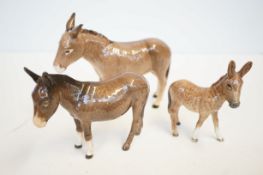 2x Beswick donkeys & 1 foal