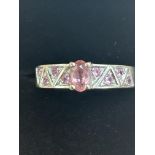 9ct White gold ring set with pink sapphires Size Q