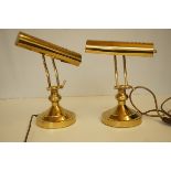 Pair of brass bankers lamps