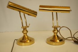 Pair of brass bankers lamps