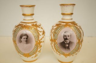 Pair of Edwardian photographic vases, 20cm