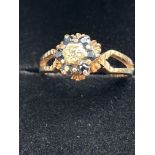 9ct Gold ring st with sapphires & diamond Size I 2