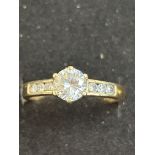 9ct gold ring set with white stones, size P.5