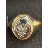 9ct gold centurion ring, size M, 6.2grams