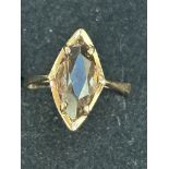 9ct Gold ring set with smokey quartz Size P