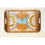 Inlaid butterfly serving tray - glass A.F