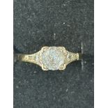 9ct Gold ring set with white stones Size M