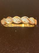 9ct Gold ring set with diamonds Size O 2.4g