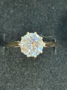 9ct Gold ring set with solitaire white stone Weigh