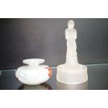 Lalique style frosted glass figure together with a