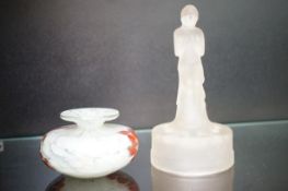 Lalique style frosted glass figure together with a