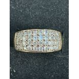 9ct Gold ring set with white stones Size P Weight