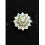 9ct Gold cluster ring Size K