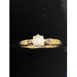 18ct gold ring set with solitaire diamond, size L