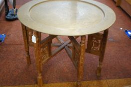 Indian six legged folding table with brass serving