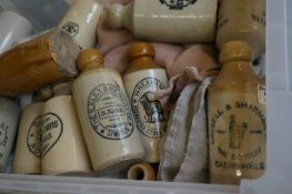 Large collection of stoneware bottles