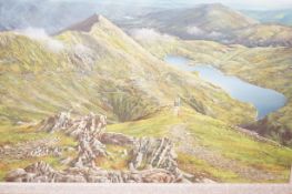 An original oil on canvas lake and mountain scene