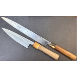 Rare Antique Japanese Chefs knife SET of two knifes signed ARITSUGU & ITTETSUSAI.Knife 1).Rare