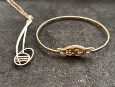 Silver Mackintosh necklace and bangle