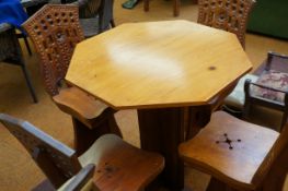 Continental solid wood table with four chairs