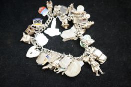 Silver charm bracelet, 93grams