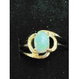 9ct Gold ring set with mystic opal Size O