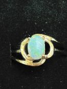 9ct Gold ring set with mystic opal Size O