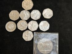 Collectable 50p coins, majority Peter Rabbit