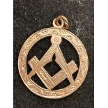 9ct gold masonic pendant