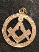 9ct gold masonic pendant