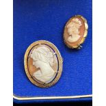 2 Gold plated Cameo brooches