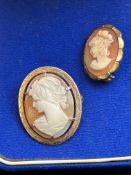 2 Gold plated Cameo brooches