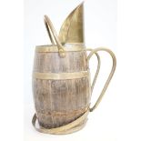 Early wood and brass coal scuttle, height 57cm
