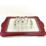 Silver serving tray (925) with Hebrew writings. To