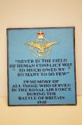 Cast RAF battle of Britain sign