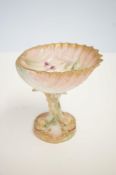 Victorian porcelain shell dish with serpent stem