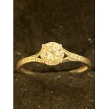 9ct Gold white ring set with large white stone Siz