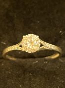 9ct Gold white ring set with large white stone Siz
