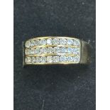 9ct Gold ring set with white stones Size Q Weight