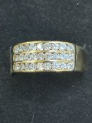 9ct Gold ring set with white stones Size Q Weight