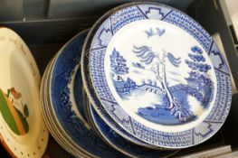 Collection of blue & white cabinet plates