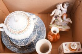 Box of ceramics to include Victorian cherub figure