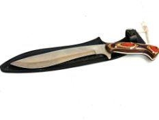 Hunting knife with tooled sheath