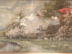 Early 20th century watercolour, cottage scene sign