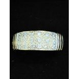 9ct Gold ring set with white stones Size R Weight