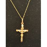 9ct Gold chain with crucifix pendant