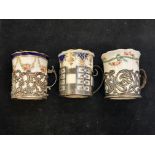 2 Aysnley & 1 Coalport coffee cans - All with silv