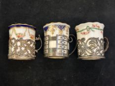 2 Aysnley & 1 Coalport coffee cans - All with silv