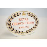 Royal crown derby traders ceramic advertising plaq