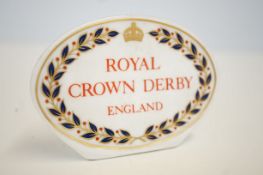 Royal crown derby traders ceramic advertising plaq